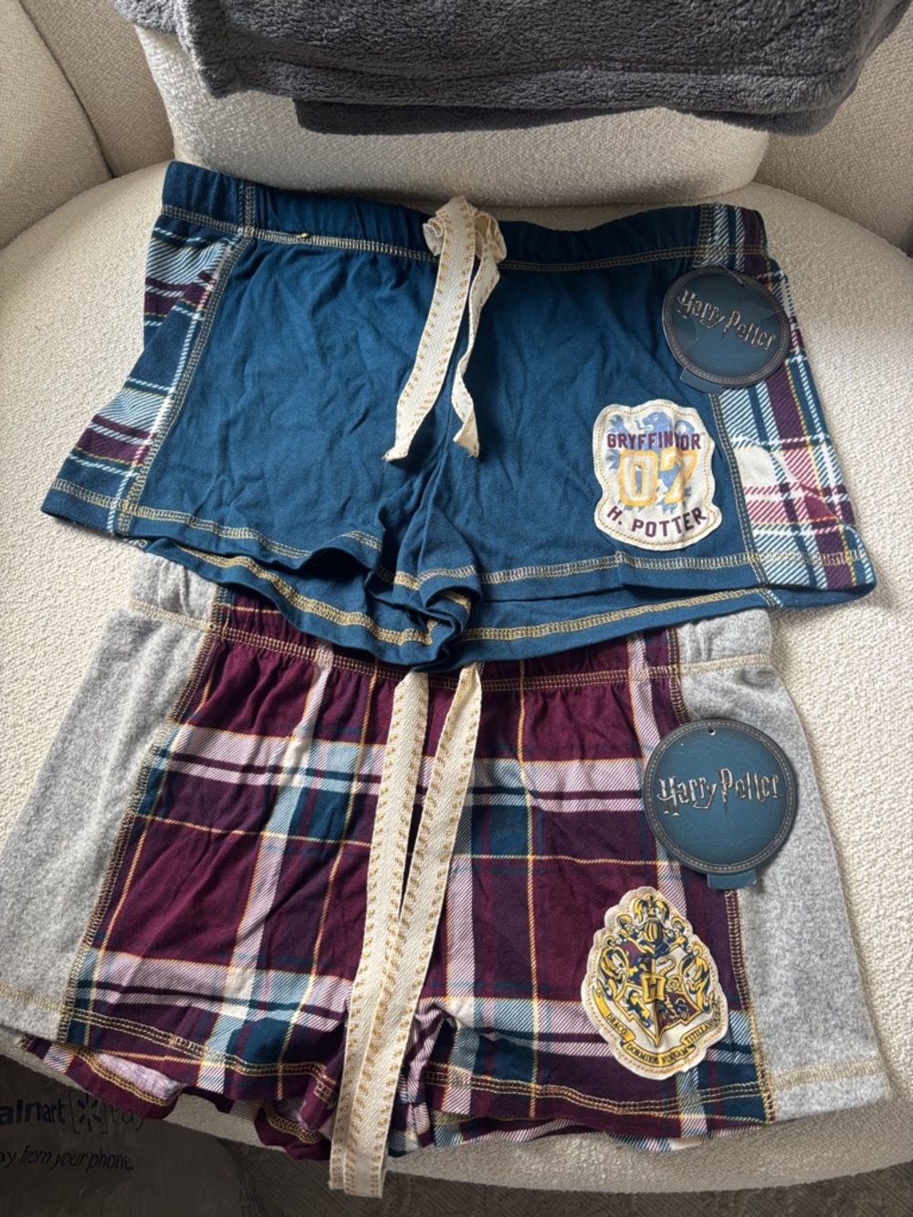 Harry Potter Gryffindor Plaid Lounge Shorts Bundle - Blue & Burgundy